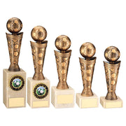 Bronze/Gold Plastic Football Figure On Cream Marble Trophy - (1in Cen) by Legacy Outfitters
