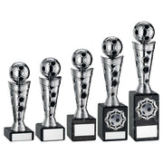 Silver/Black Plastic Football Figure On Black Marble Trophy - (1in Cen) by Legacy Outfitters