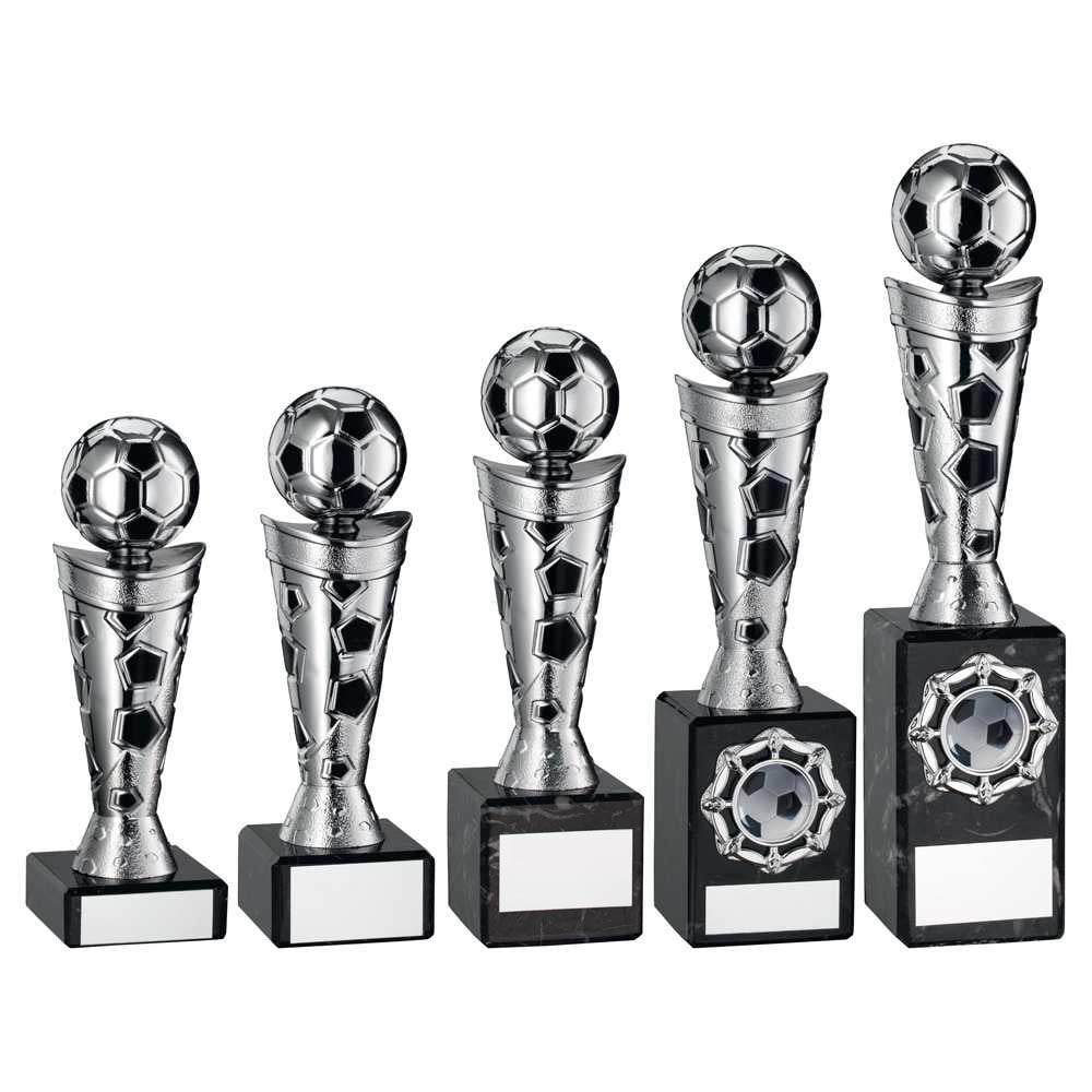 Silver/Black Plastic Football Figure On Black Marble Trophy - (1in Cen) by Legacy Outfitters