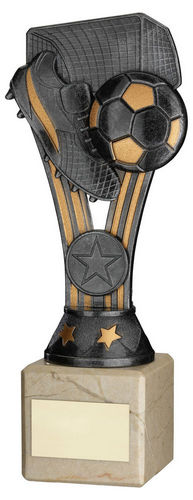 Pewter/Gold Plastic Wembley Figure On Cream Marble Trophy (1in Cen) - 171mm by Legacy Outfitters