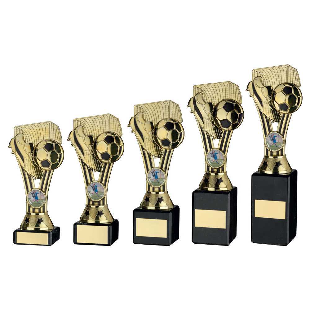 Gold/Black Plastic Wembley Figure On Black Marble Trophy (1in Cen) by Legacy Outfitters