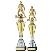Gold Plastic Male Football Figure On Gold/Silver Trophy (1in Cen) by Legacy Outfitters