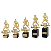 Gold/Blk Plastic Male Football Figure On Blk Marble Trophy (1in Cen) by Legacy Outfitters