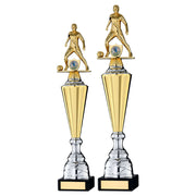 Gold Plastic Female Football Figure On Gold/Silver Trophy (1in Cen) by Legacy Outfitters