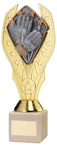 Gold Plastic Holder + Goalkeeper Disc On Cream Marble Trophy (1in Cen) - 197mm by Legacy Outfitters