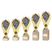 Gold Plastic Holder + Referee Disc On Cream Marble Trophy (1in Cen) by Legacy Outfitters