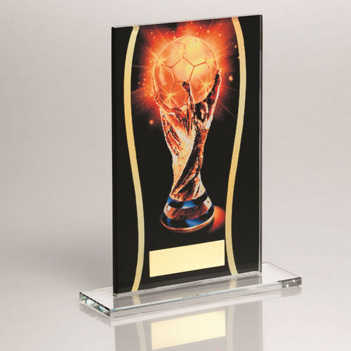 Clear Glass Rectangle With Printed Football With Plate (5mm Thick) - 165mm by Legacy Outfitters