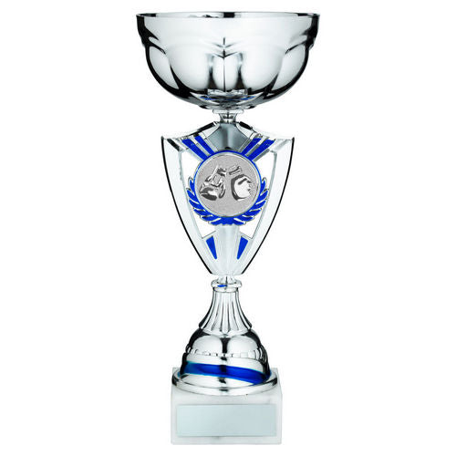 Silver/Blue Trophy Cup With Boxing Insert And Plate - 298mm by Legacy Outfitters