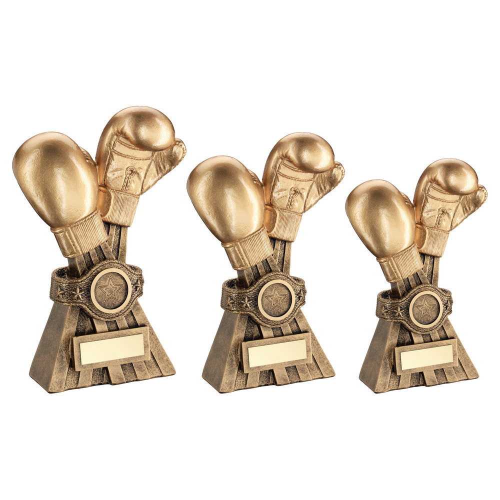 Gold/Brz Boxing Gloves With Belt With Plate (1in Centre) by Legacy Outfitters