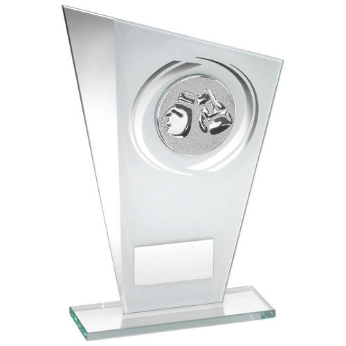 White/Silver Printed Glass Plaque With Boxing Insert With Plate - 203mm by Legacy Outfitters