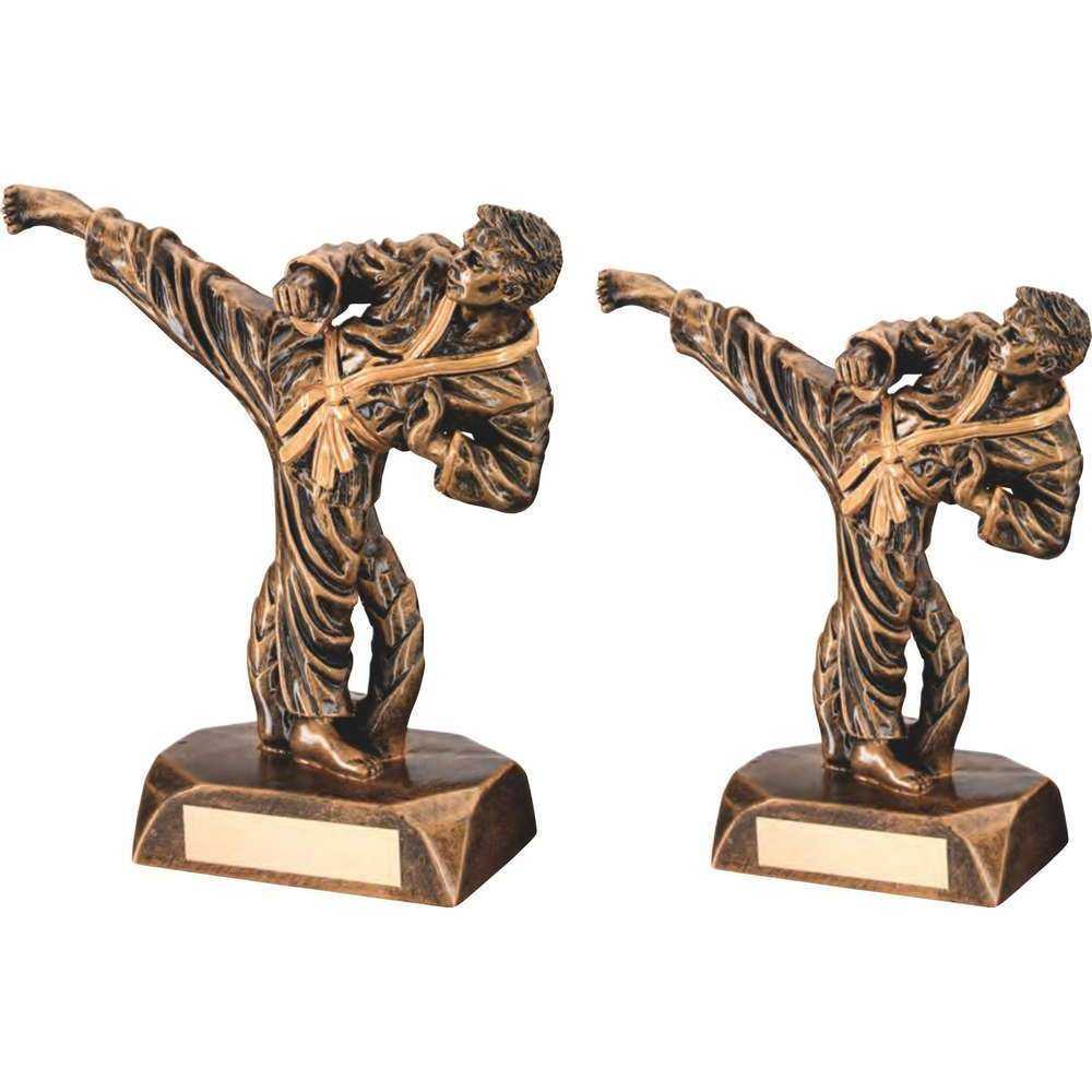 Brz/Gold Resin Karate Figure With Plate by Legacy Outfitters