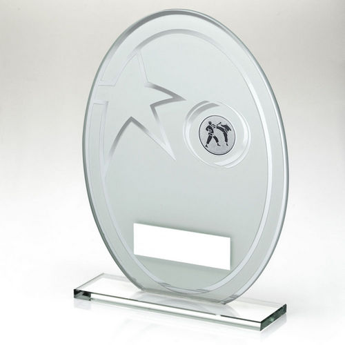 White/Silver Printed Glass Oval With Karate Insert And Plate - 165mm by Legacy Outfitters