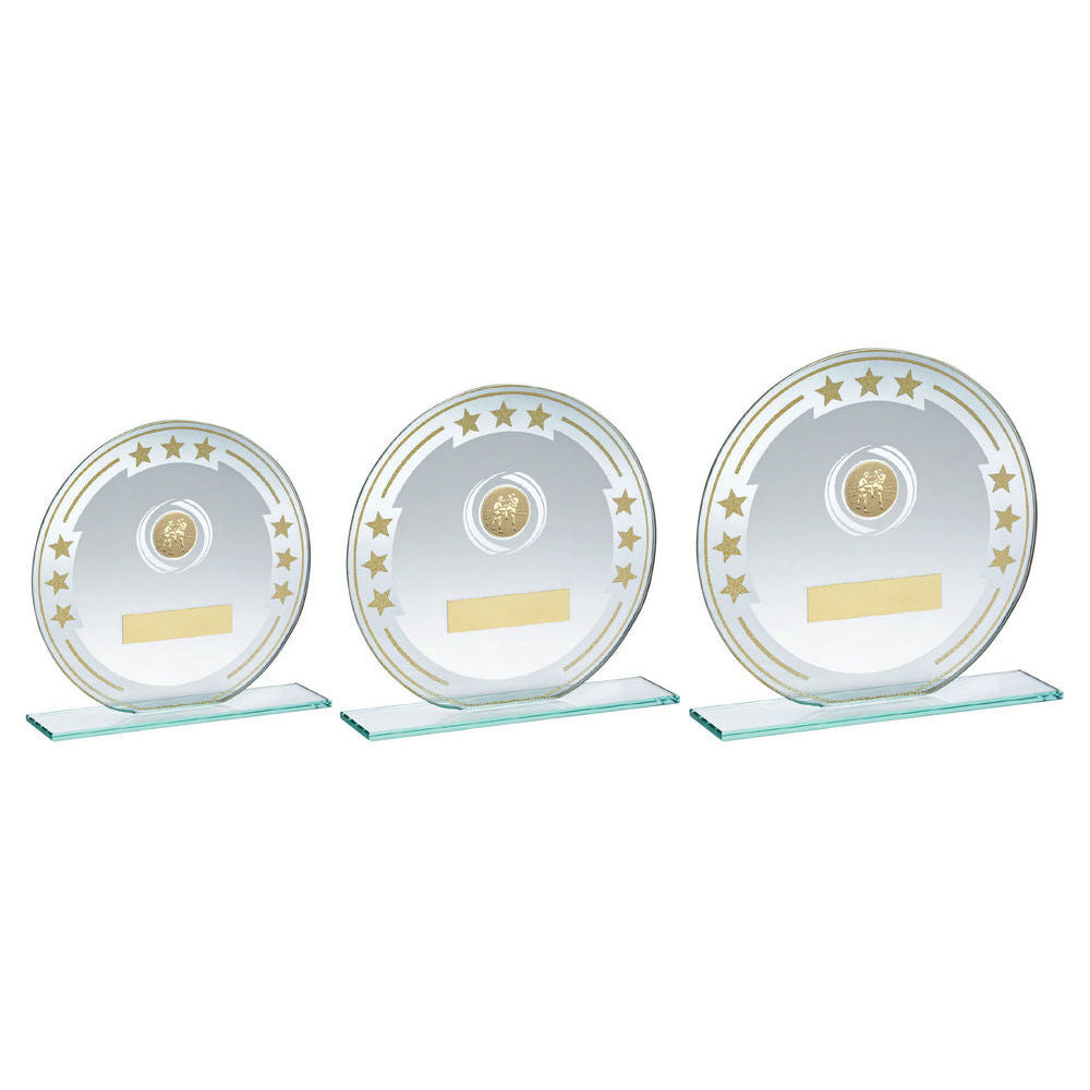 Jade/Silver/Gold Round Glass With Kick Boxing Insert And Plate by Legacy Outfitters