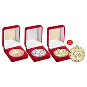 Red Velvet Box And 50mm Medal Martial Arts by Legacy Outfitters