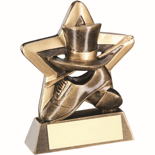 BRZ/GOLD TOP HAT/GLOVES/CANE MINI STAR WITH PLATE - 3.75in