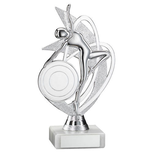 SILV DANCE/GYM FIGURE ASSEMBLED ON MARBLE (2in CEN) - 7in