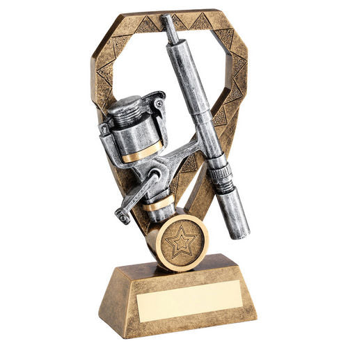 Brz/Pew/Gold Angling Rod And Reel On Diamond With Plate (1in Centre) - 152mm by Legacy Outfitters