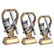 Brz/Pew/Gold Angling Rod And Reel On Diamond With Plate (1in Centre) by Legacy Outfitters