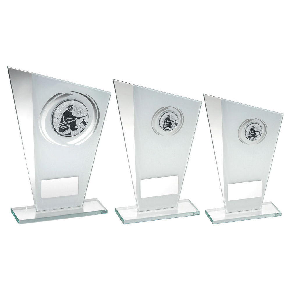 White/Silver Printed Glass Plaque With Angling Insert With Plate by Legacy Outfitters