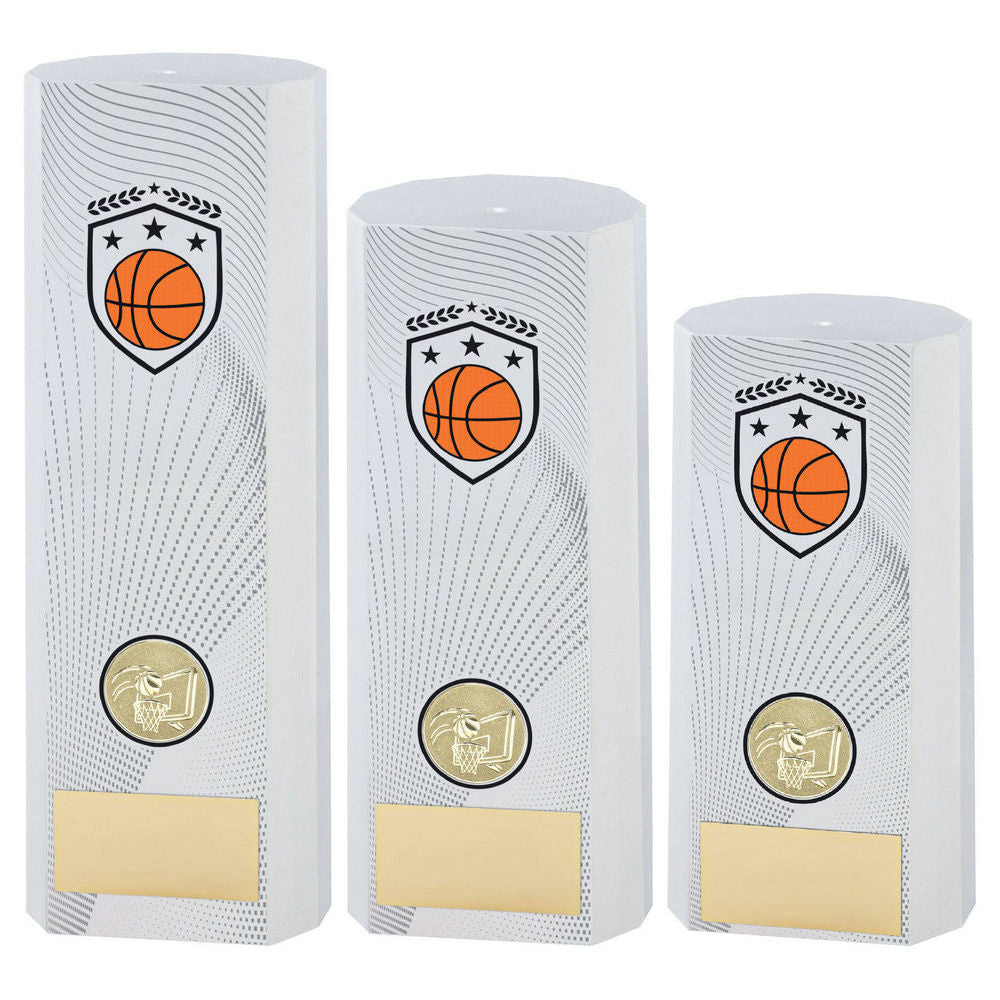 White Plastic Filled Column Basketball (1in Cen) by Legacy Outfitters