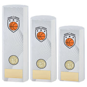 White Plastic Filled Column Basketball (1in Cen) by Legacy Outfitters