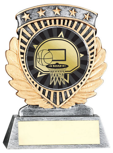 Pew/Gold 5 Star Holder With Vinyl Basketball Insert & Plate - 95mm by Legacy Outfitters