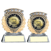 Pew/Gold 5 Star Holder With Vinyl Basketball Insert & Plate by Legacy Outfitters