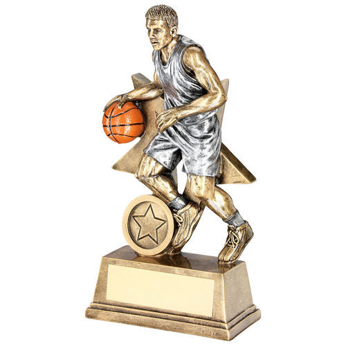 Brz/Pew/Orange Male Basketball Figure With Star Back With Plate (1in Cen) - 152mm by Legacy Outfitters