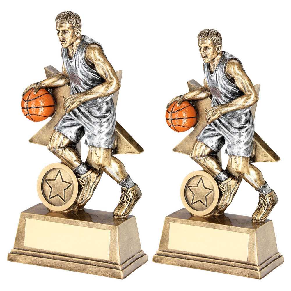 Brz/Pew/Orange Male Basketball Figure With Star Back With Plate (1in Cen) by Legacy Outfitters