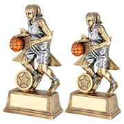 Brz/Pew/Orange Female Basketball Figure With Star Back With Plate (1in Cen) by Legacy Outfitters
