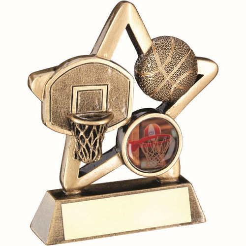 Brz/Gold Basketball Mini Star With Plate (1in Centre) - 95mm by Legacy Outfitters