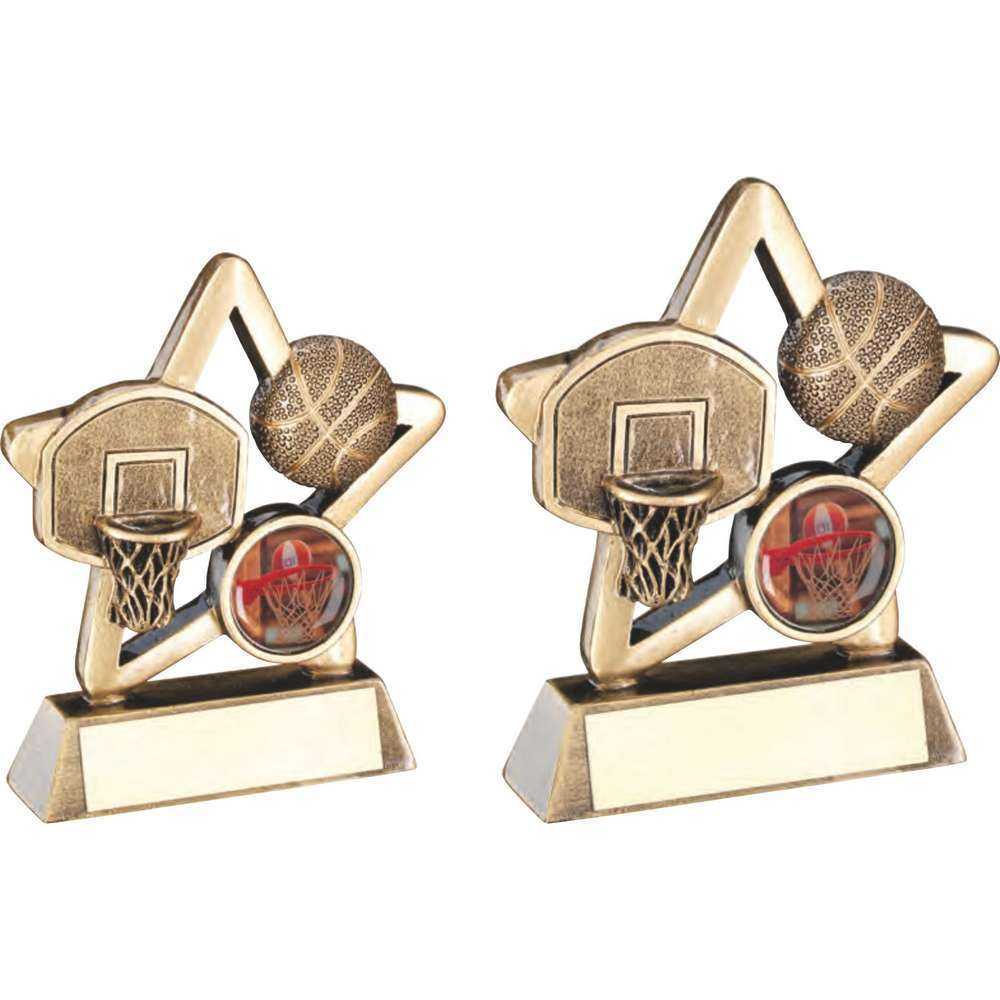 Brz/Gold Basketball Mini Star With Plate (1in Centre) by Legacy Outfitters
