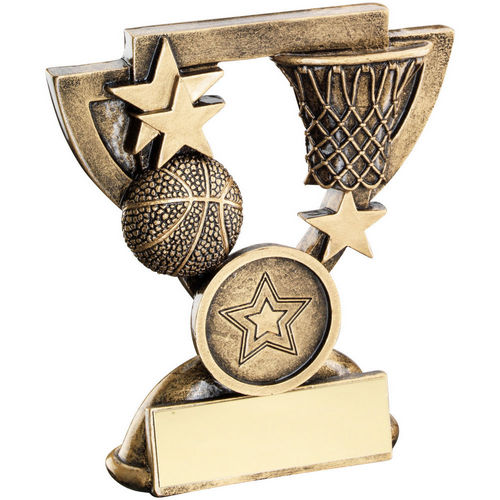 Brz/Gold Basketball Mini Cup With Plate (1in Centre) - 95mm by Legacy Outfitters