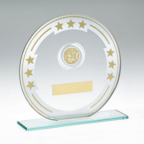 Jade/Silver/Gold Round Glass With Basketball Insert And Plate - 140mm by Legacy Outfitters