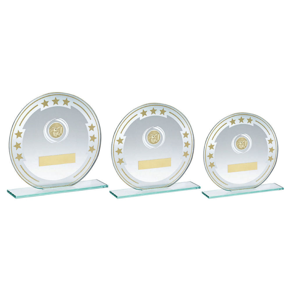 Jade/Silver/Gold Round Glass With Basketball Insert And Plate by Legacy Outfitters