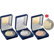 Blue Velvet Box And 50mm Basketball Medal by Legacy Outfitters