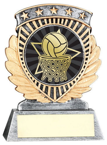 Pew/Gold 5 Star Holder With Vinyl Netball Insert & Plate - 95mm by Legacy Outfitters