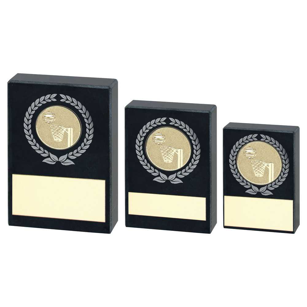 Black Marble With Silver/Gold Wreath, Netball Insert And Plate by Legacy Outfitters
