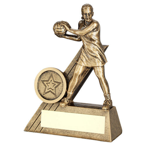 Brz/Gold Female Netball Mini Figure With Plate (1in Centre) - 102mm by Legacy Outfitters