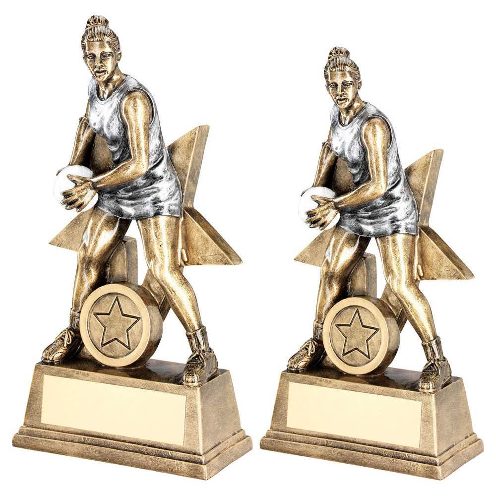 Brz/Pew/White Female Netball Figure With Star Back With Plate (1in Cen) by Legacy Outfitters