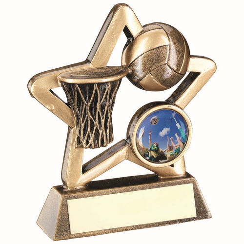 Brz/Gold Netball Mini Star With Plate (1in Centre) - 95mm by Legacy Outfitters
