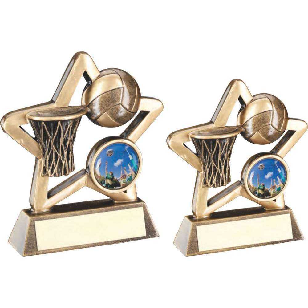 Brz/Gold Netball Mini Star With Plate (1in Centre) by Legacy Outfitters