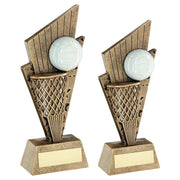 Brz/Gold/White Netball And Net On Pointed Backdrop With Plate by Legacy Outfitters