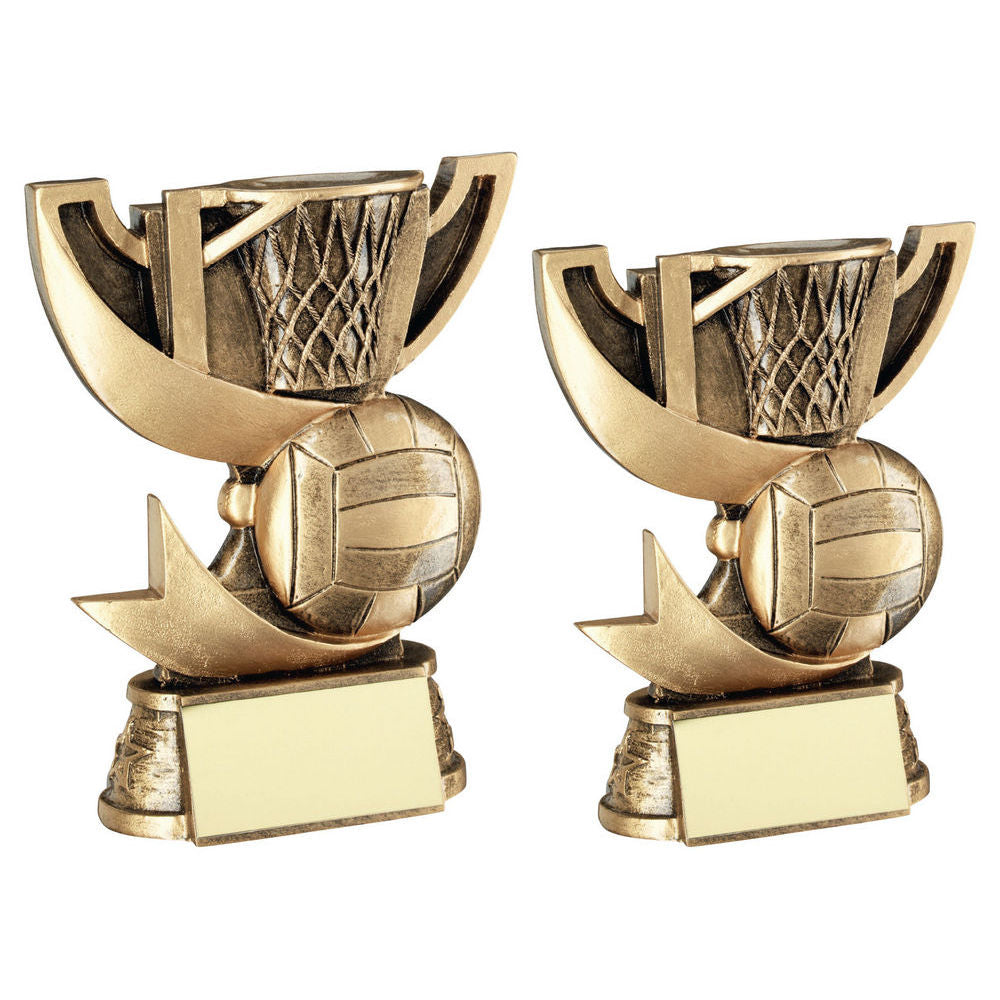 Brz/Gold Cup Range For Netball With Plate by Legacy Outfitters