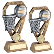 Brz/Pew/Gold Netball With Net On Diamond With Plate (1in Centre) by Legacy Outfitters