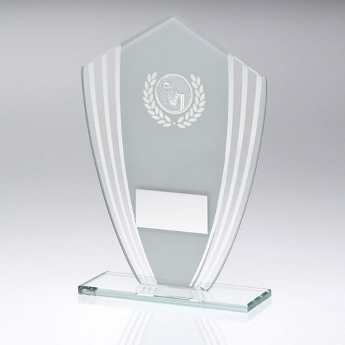 White/Silver Glass Shield Plaque With Netball Insert & Plate - 165mm by Legacy Outfitters