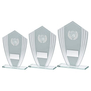 White/Silver Glass Shield Plaque With Netball Insert & Plate by Legacy Outfitters