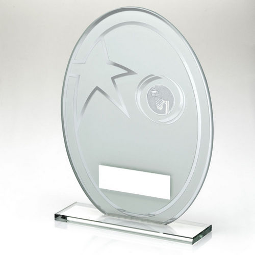 White/Silver Printed Glass Oval With Netball Insert And Plate - 165mm by Legacy Outfitters