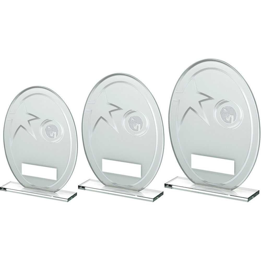 White/Silver Printed Glass Oval With Netball Insert And Plate by Legacy Outfitters