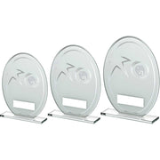 White/Silver Printed Glass Oval With Netball Insert And Plate by Legacy Outfitters